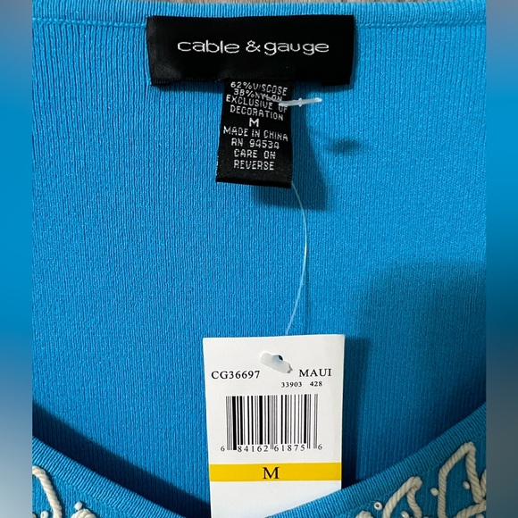 CABLE & GAUGE Turquoise Sweater SZ M NWT - Picture 2 of 8